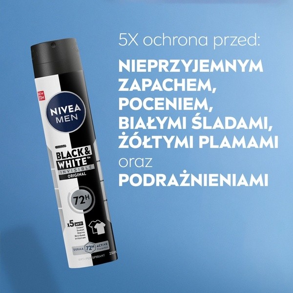 Nivea Men Invisible Original Black & White, antyperspirant dla mężczyzn, spray, 250 ml
