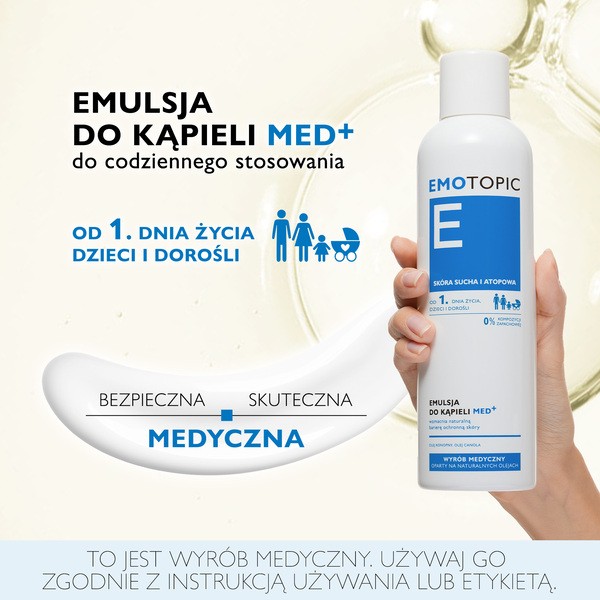 Emotopic E Med+, emulsja do kąpieli do codziennego stosowania, 400 ml