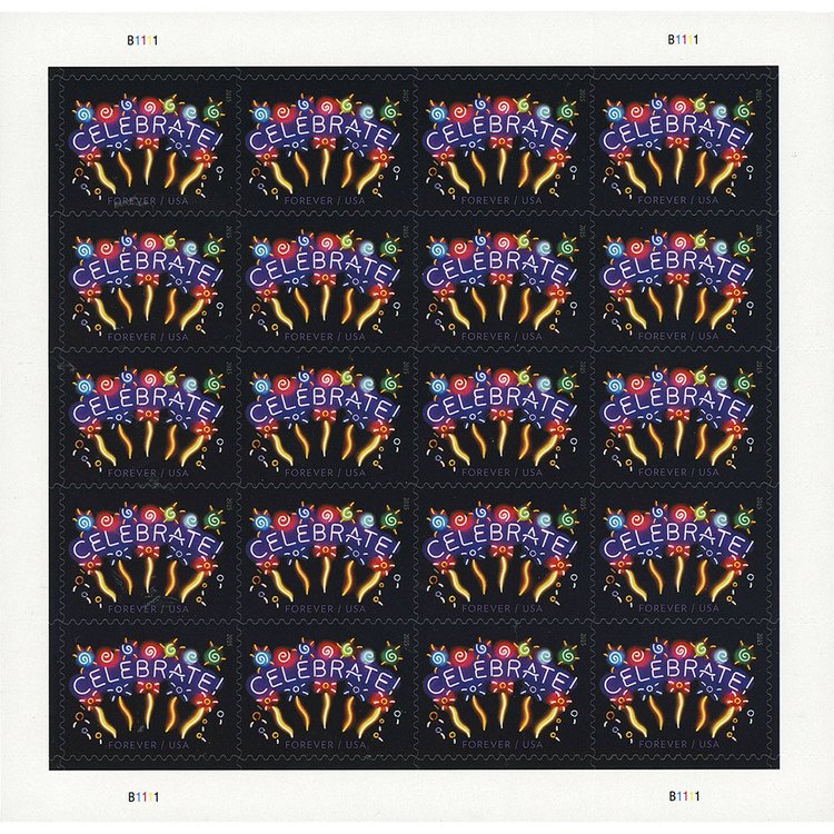 (2011) USPS Neon Celebrate! Forever Stamps