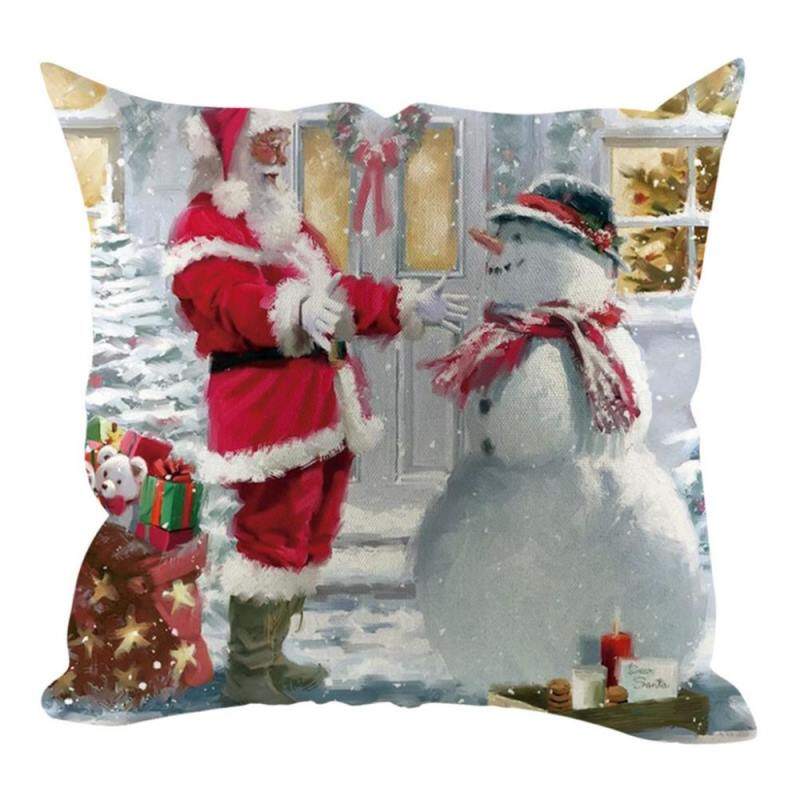 1 st 45x45cm örngott God Jul Jultomten Älgträd Örngott För Hemmafest Örngott