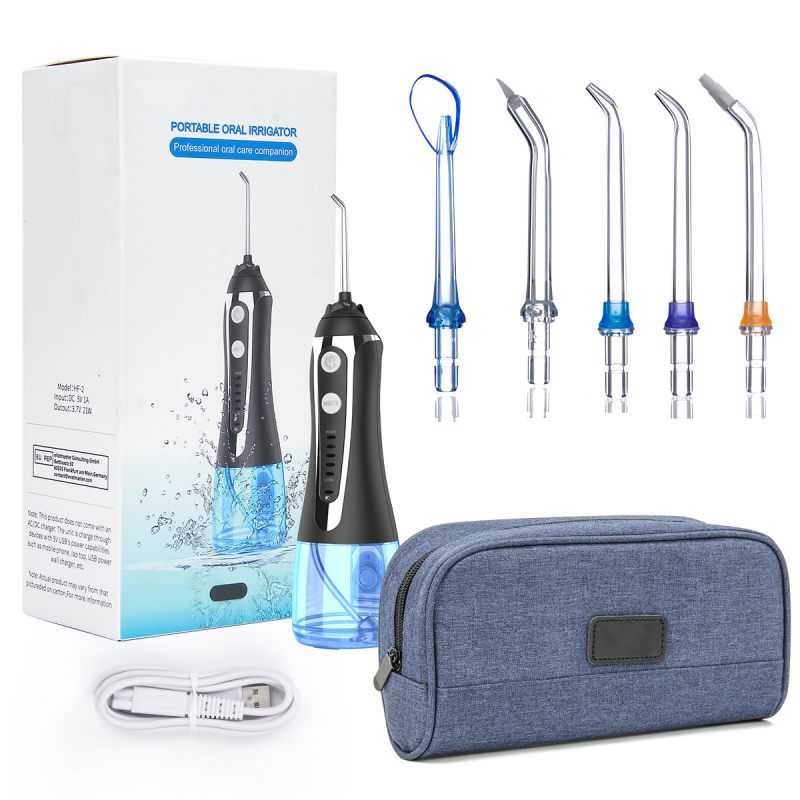 Irygator do zębów z funkcją irygacji, przenośny, ładowany przez USB, ze zbiornikiem na wodę o pojemności 300 ml, wodoodporny
