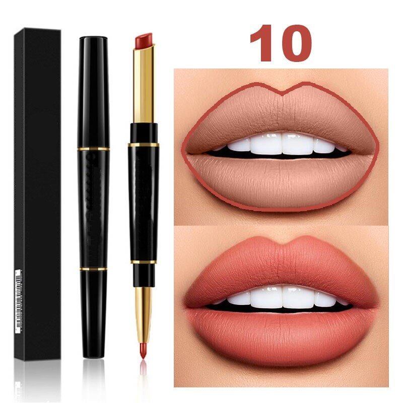 Batom em Lápis Matte à Prova d'Água em 12 Cores, Longa Duração, Delineador Labial Sexy, Tint Labial, Não Aderente, Cosmético Feminino TSLM1