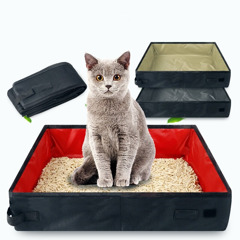 Portable Cat Litter Box Foldable Cat Toilet Waterproof Oxford Cloth Travel Toilet For Puppy Cats Dogs Outdoor Toilet Semi Closed