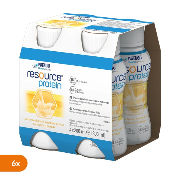 Zestaw 6 x Resource Protein, płyn, o smaku waniliowym, 4 x 200 ml