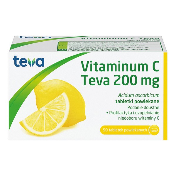 Vitaminum C Teva, 200 mg, tabletki powlekane, 50 szt.