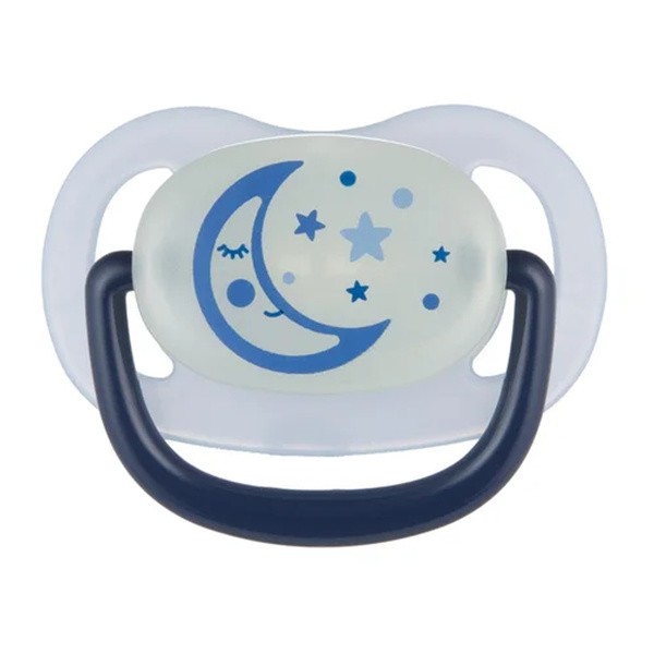 Canpol Babies, silikonowy smoczek anatomiczny, Night Dreams, 18 m+, niebieski, 1 szt.
