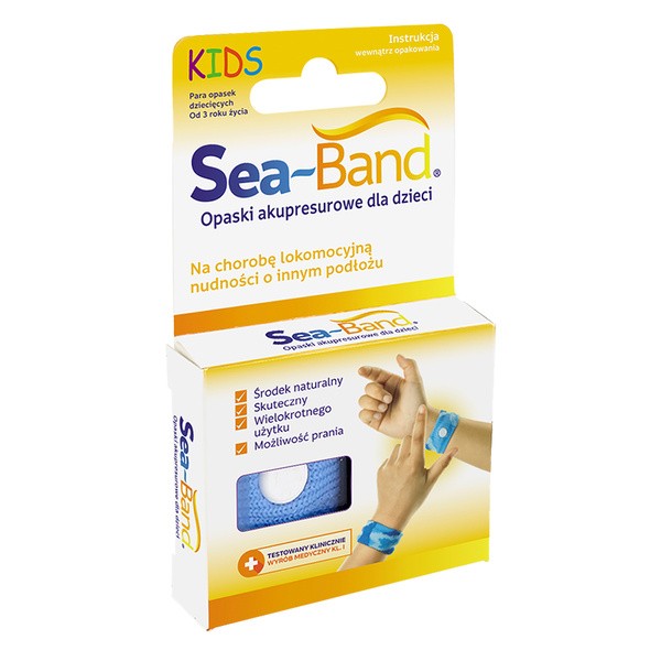 Sea-Band, opaska akupresurowa przeciw mdłościom dla dzieci, niebieska, 2 szt.