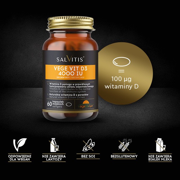 Salvitis Vege Vit D3 4000 IU, kapsułki miękkie, 60 szt.