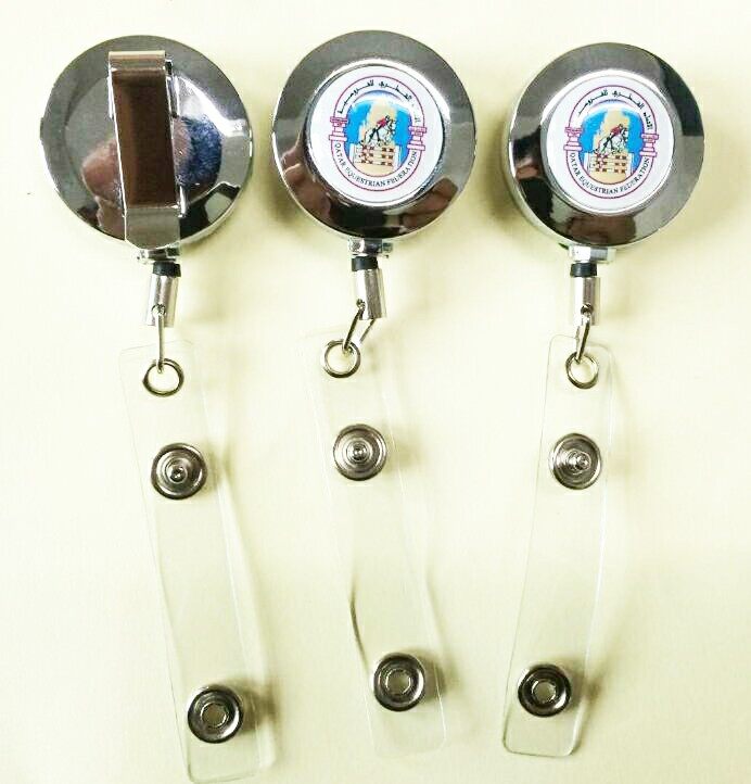 Round yoyo retractable metal badge reel with custom logo