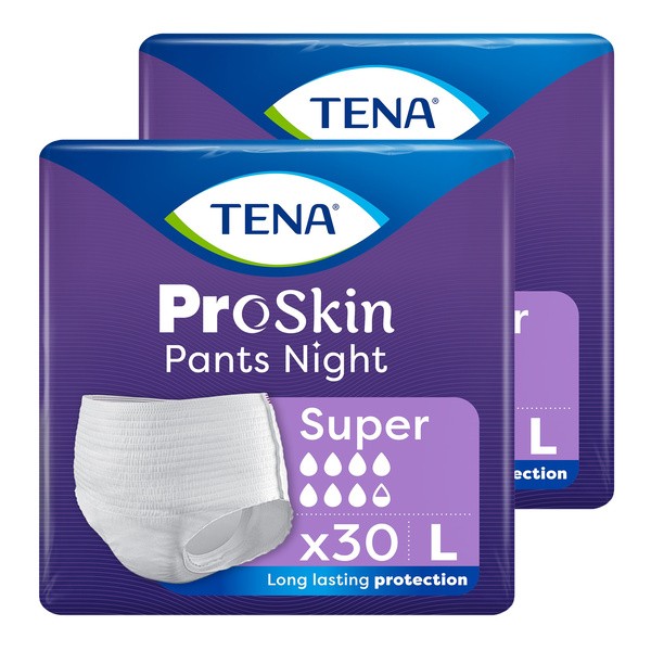 Zestaw 2 x Tena Pants ProSkin Super Night, majtki chłonne, rozmiar L, 30 szt.