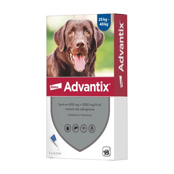 Advantix Spot-on, psy 25-40 kg, 4 ml x 1 szt.