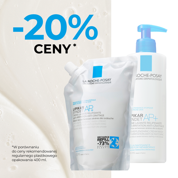 La Roche-Posay Lipikar Syndet AP+, krem myjący uzupełniający poziom lipidów, przeciw podrażnieniom skóry, uzupełnienie, 400 ml