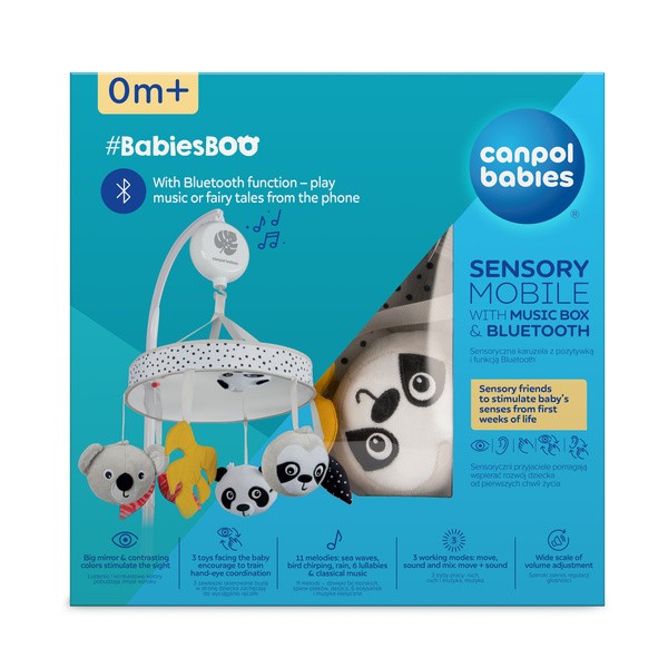 Canpol Babies, sensoryczna karuzela z pozytywką/Bluetooth BabiesBoo, 1 szt.