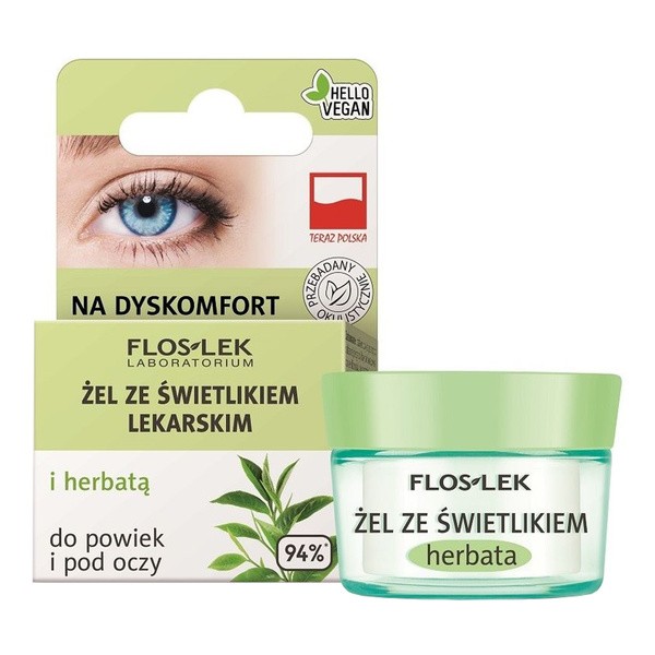 Flos-Lek Laboratorium Pielęgnacja Oczu, żel ze świetlikiem lekarskim i herbatą do powiek i pod oczy, 10 g