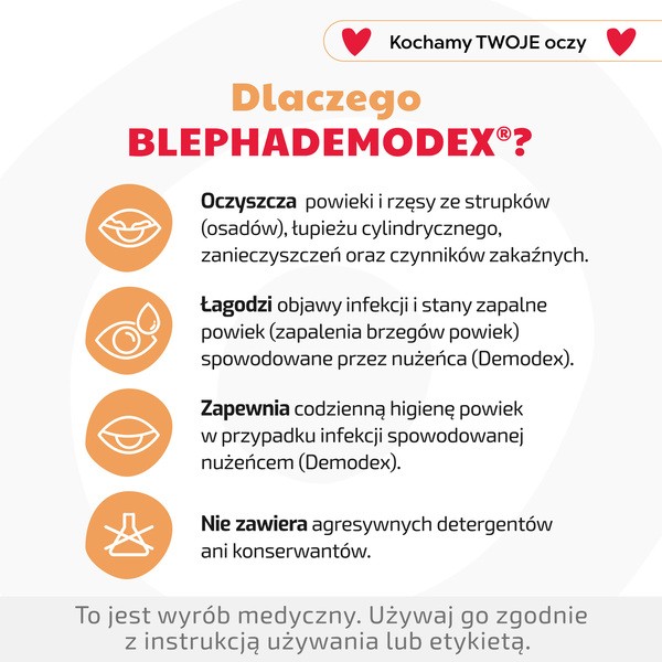 Blephademodex, chusteczki do higieny powiek, 30 szt.