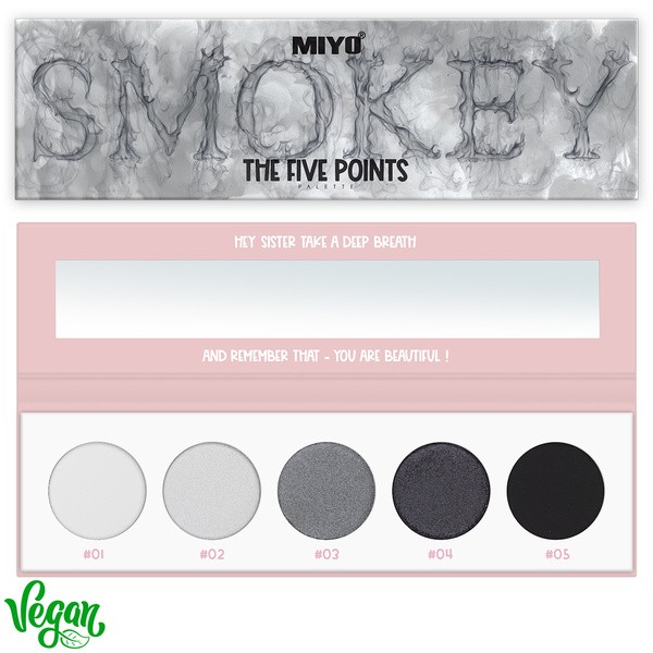 MIYO Five Points Palette, paleta cieni do powiek, 02 Smokey, 6,5 g