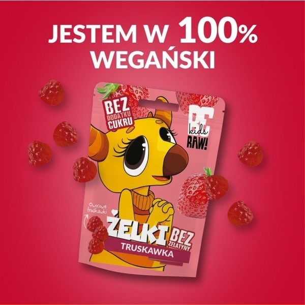 BeRaw! Kids, truskawka, żelki owocowe, 35 g