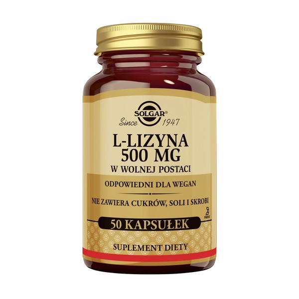 Solgar L-Lizyna, 500 mg, kapsułki, 50 szt.