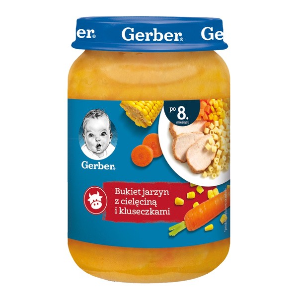 Gerber, bukiet jarzyn z cielęciną i kluseczkami, 8 m+, 190 g