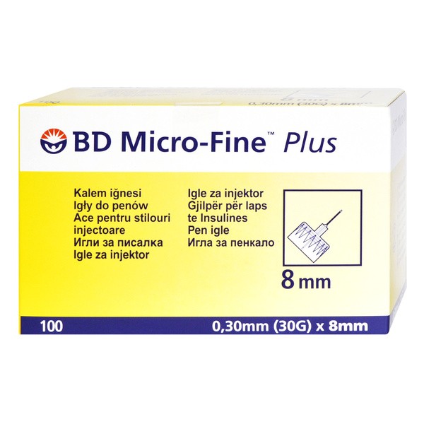 BD PEN igły, micro-fine plus, rozmiar 0,30 x 8 mm, 100 szt.