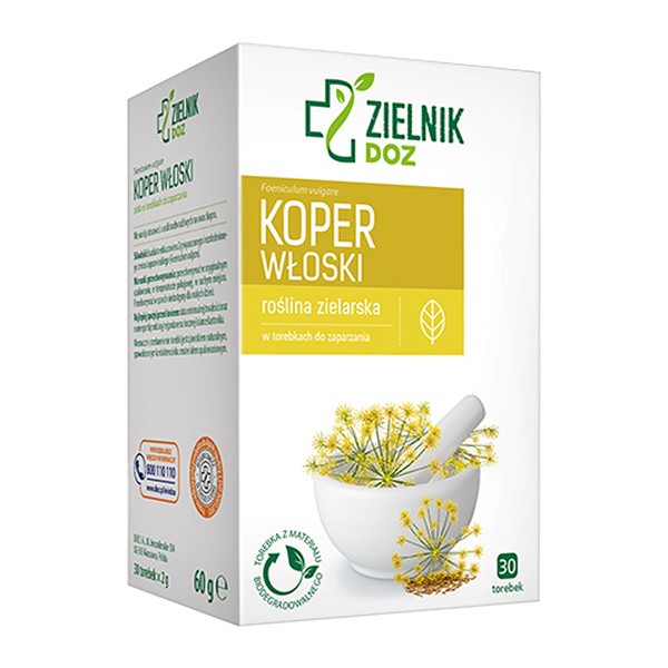 ZIELNIK DOZ Koper włoski, zioła do zaparzania, saszetki, 30 x 2 g