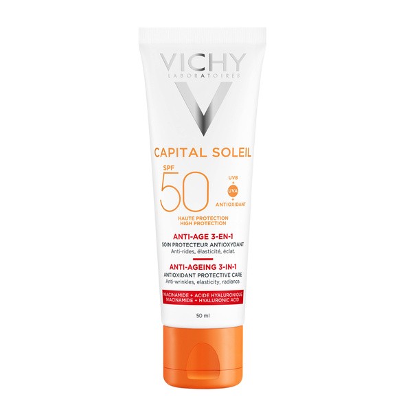 Vichy Ideal Soleil, krem przeciwstarzeniowy do twarzy SPF 50, 50 ml