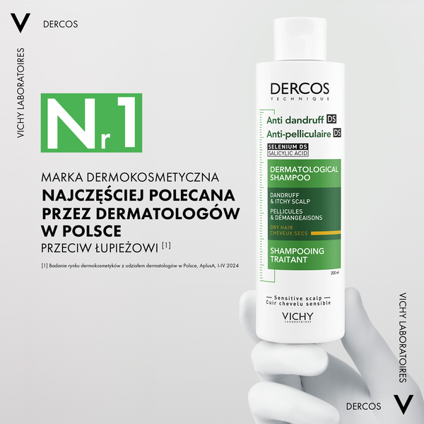 Vichy Dercos DS, szampon przeciwłupieżowy, włosy suche, 200 ml