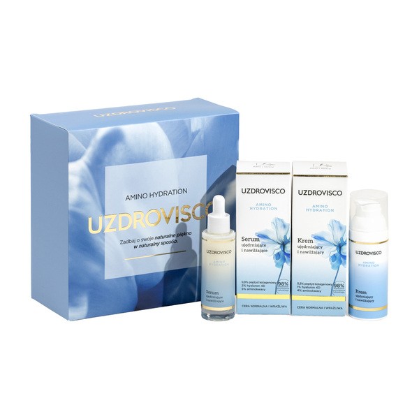 Zestaw Uzdrovisco Amino Hydration, krem ujędrniający i nawilżający, 50 ml + serum ujędrniające i nawilżające, 30 ml