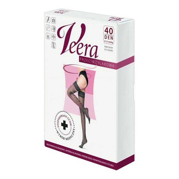 Veera Przeciwżylakowa, pończochy uciskowe, 40 DEN, burgund, rozmiar 1