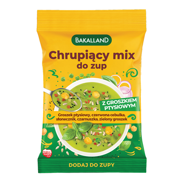 Bakalland, Chrupiący mix do zup z groszkiem ptysiowym, 75 g