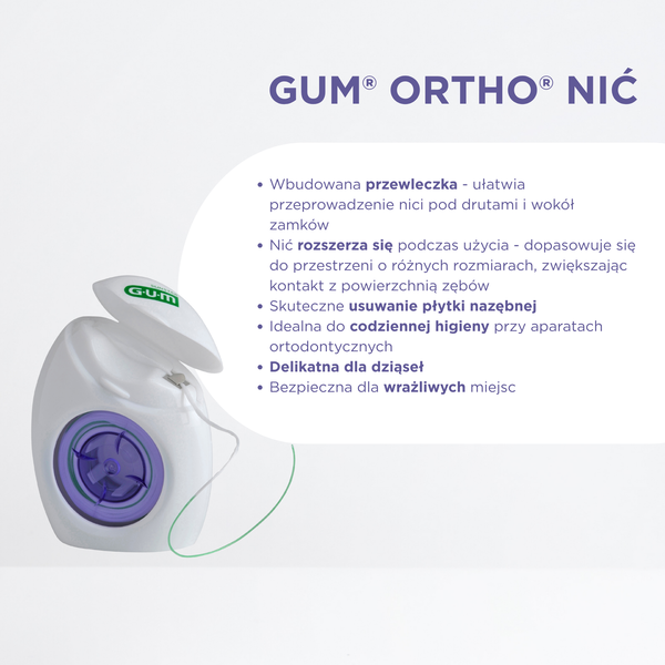 Gum Ortho Floss, nić dentystyczna ortodontyczna, 50 odcinków