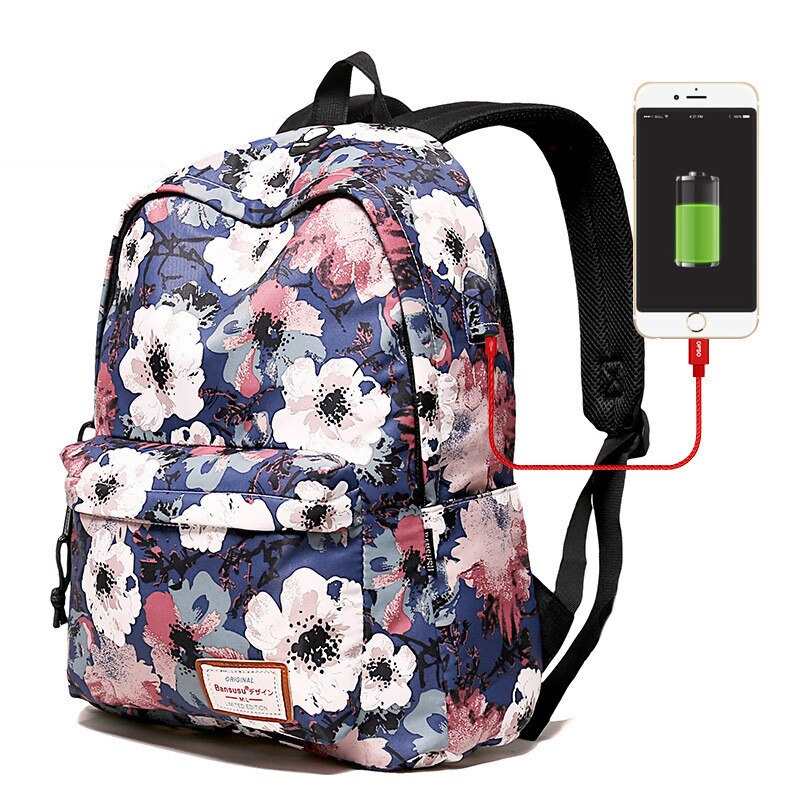 USB-lading dameryggsekker for tenåringer jenter mamma datamaskin reisebagasje bærbar PC mote ryggsekk bagpack mochilas skolesekk