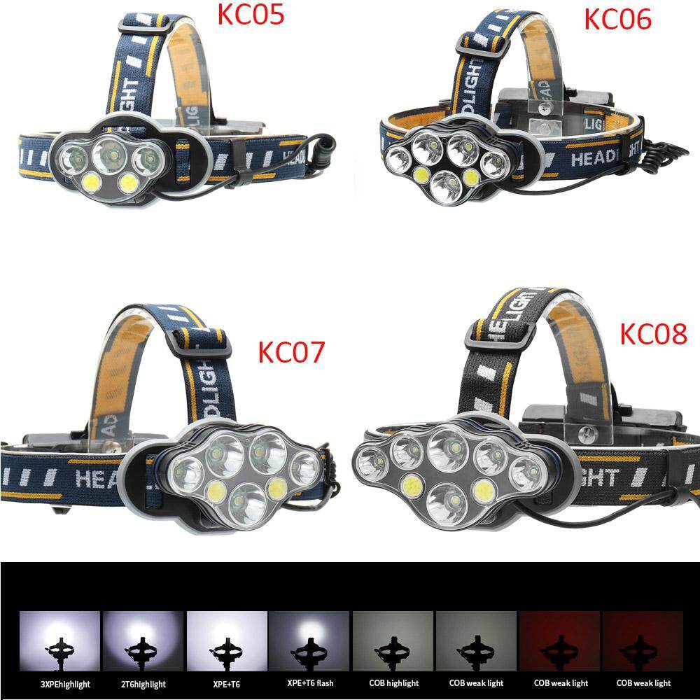 Farol de LED super brilhante T6 + COB + LED vermelho, à prova d'água, com 8 modos de iluminação e carregador para baterias 18650.