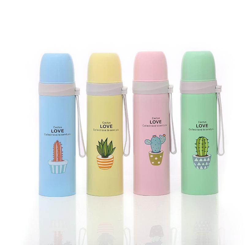 17oz 500ML bærbar silicagel reb termokande 188 rustfrit stål termokande trykt kaktus mønster termokande