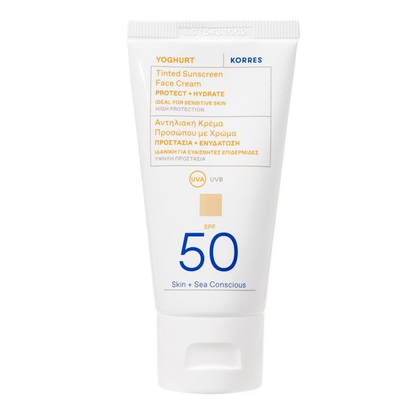 Korres Yoghurt, ochronny krem koloryzujący do twarzy SPF 50, 50 ml