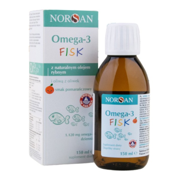 Norsan Omega-3 Fisk, olej, smak pomarańczowy, 150 ml