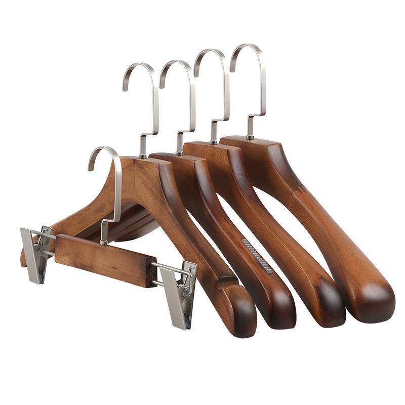 Klädhängare i trä för vuxna, barn, baby, flockgalge, halkfri, retro klädaffär, massivt träklädgalge