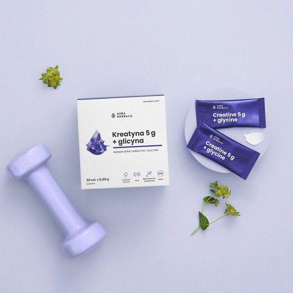 Aura Herbals Kreatyna 5 g + glicyna, saszetki z proszkiem, 30 szt.