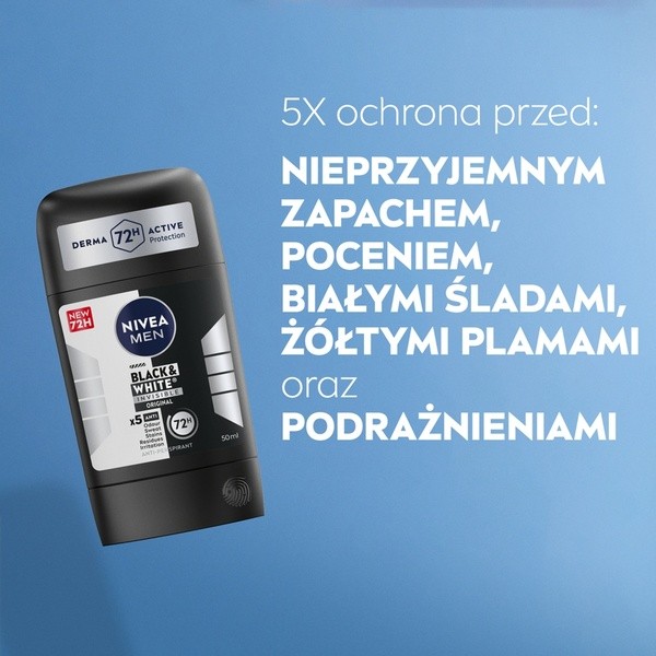 Nivea Men Black&White Original, antypersipirant w sztyfcie, 50 ml