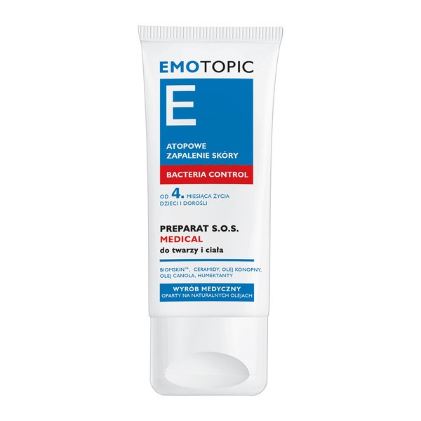 Emotopic Bacteria Control, preparat S.O.S. Medical, do twarzy i ciała, 30 ml