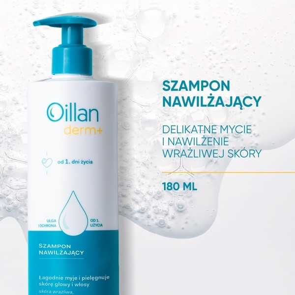 Oillan Derm+, szampon nawilżający, 180 ml