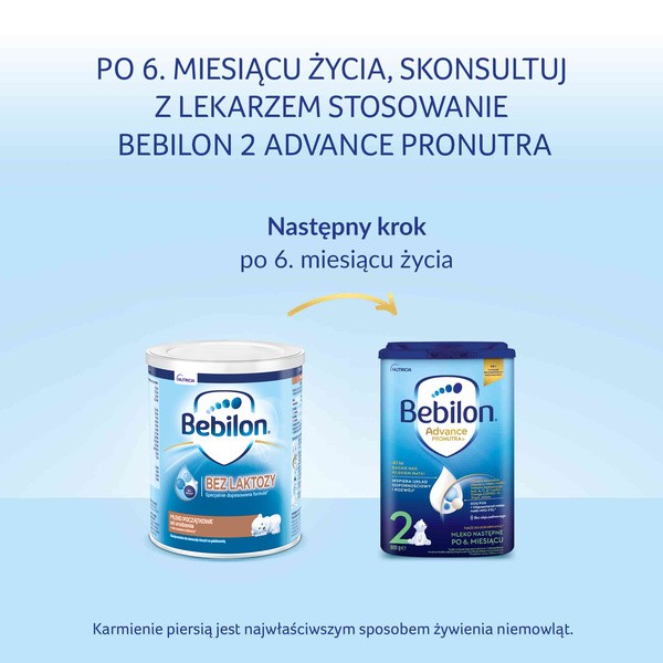 Bebilon, Bez Laktozy, mleko początkowe od urodzenia, proszek, 400 g