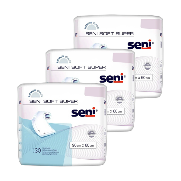 Zestaw 3 x Seni SoftSuper, podkłady higieniczne, 90 cm x 60 cm, 30 szt.