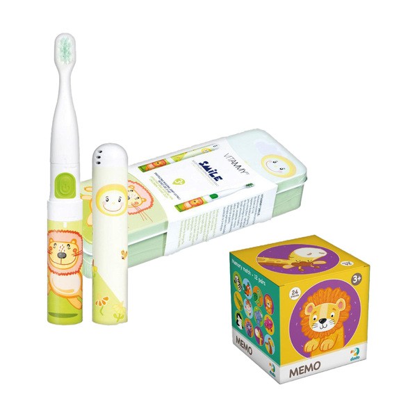Zestaw Vitammy, szczoteczka soniczna Smile Lew + gra Dodo Memo Lew, 1 szt.
