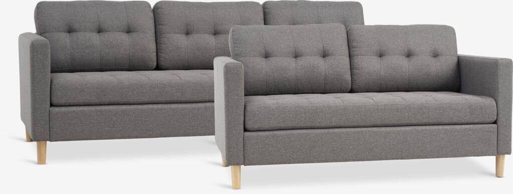 FALSLEV FALSLEV 3 2-personers sofagruppe, gråt stof