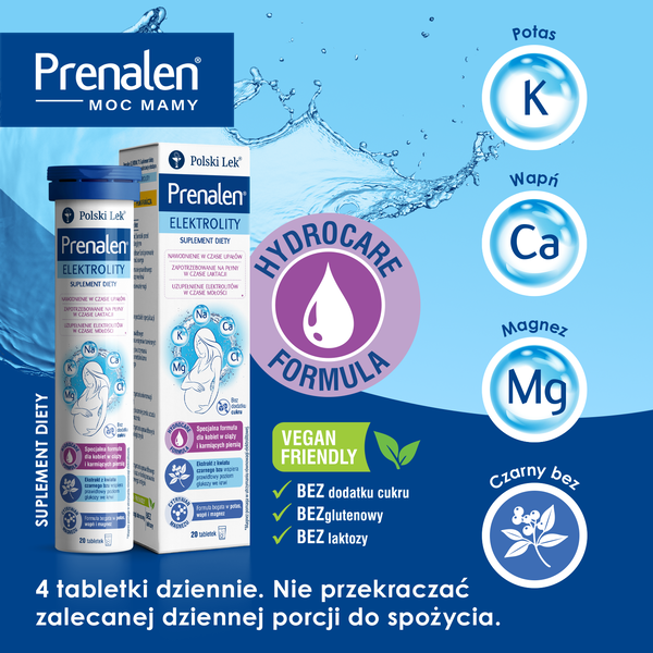 Prenalen Elektrolity, tabletki musujące, smak ananas-pomarańcza, 20 szt.