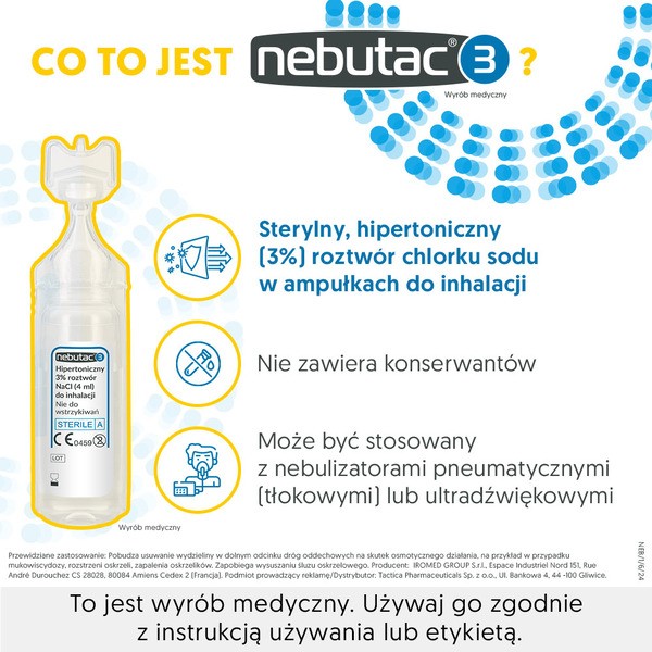 Nebutac 3, roztwór do inhalacji, hipertoniczny, 3% NaCl, 4 ml, 30 amp