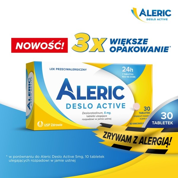 Aleric Deslo Active, 5 mg, 30 tabletek, na alergię i katar sienny