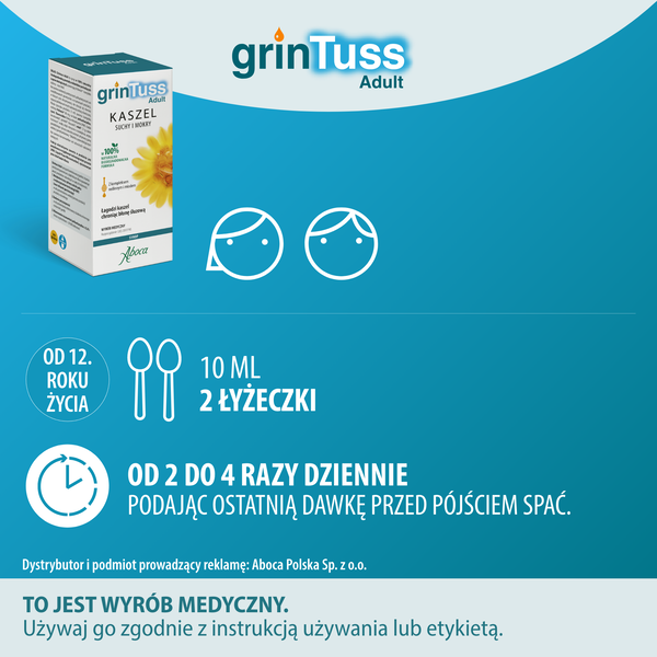 GrinTuss Adult, syrop na kaszel suchy i mokry, 180 g