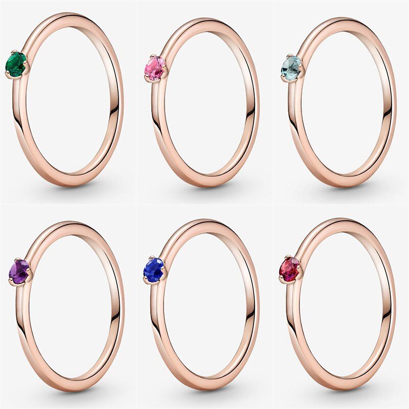 Kobiety 925 srebro pierscionki z 6 kolorow pasjans krysztalowy palec piersci korona dla kobiet Wedding Party bizuteria